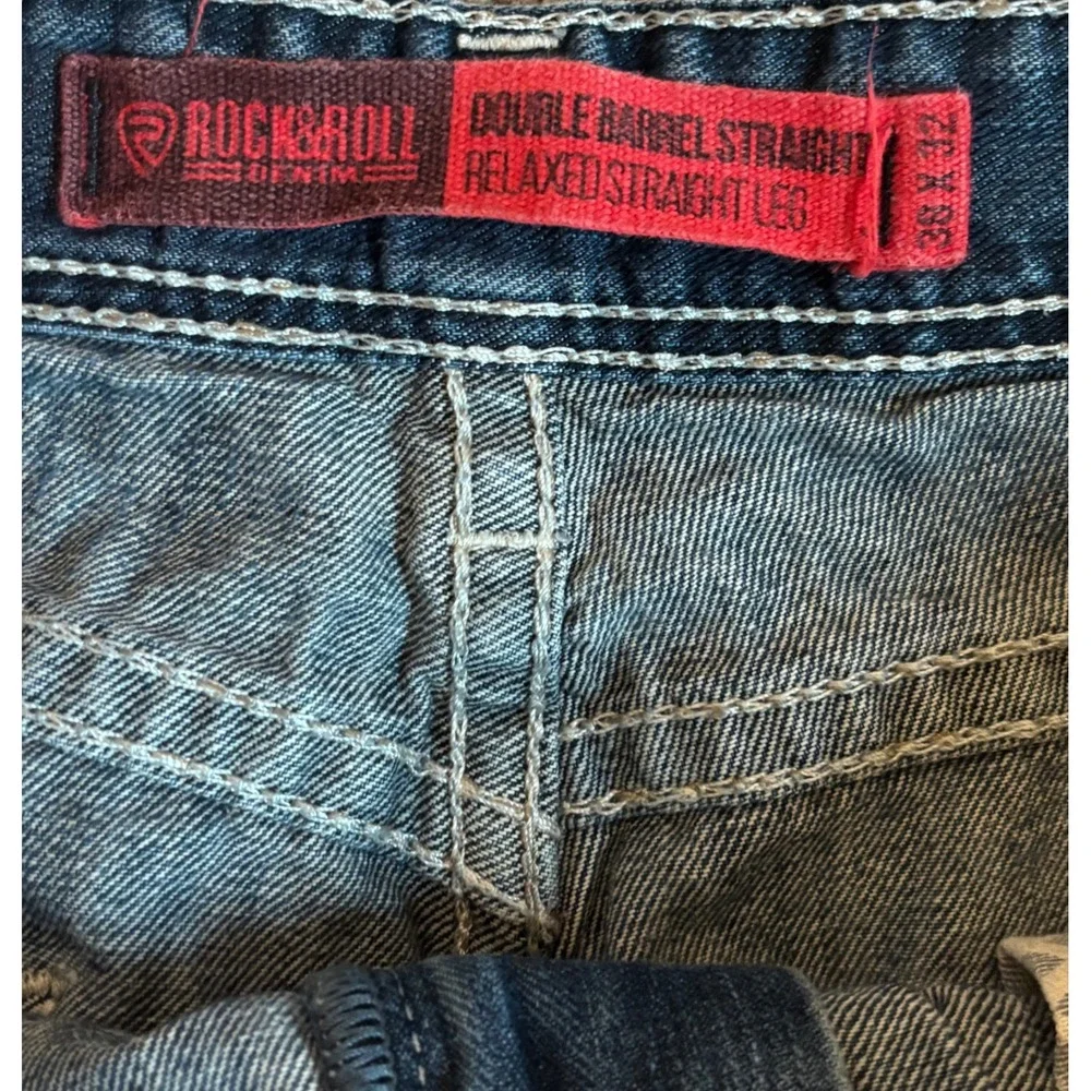 Rock and Roll Denim Double Barrel Relaxed Straight Leg Jeans Blue Mens 38x32